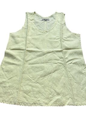FLAX 100% Linen Lightweight Sleeveless Tank Top Pale Butter Yellow Size Large